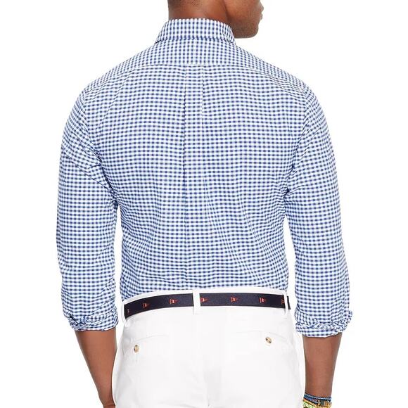 Polo Ralph Lauren "OXFORD" Slim Fit Button Down Blue Gingham Men's Shirt Size XL - Picture 4 of 15